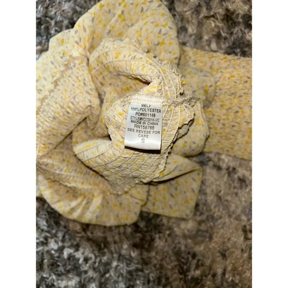 Vici Womens Dress Small Floral Boho Cottagecore Maxi Bodycon Ruffle Yellow - Picture 6 of 7